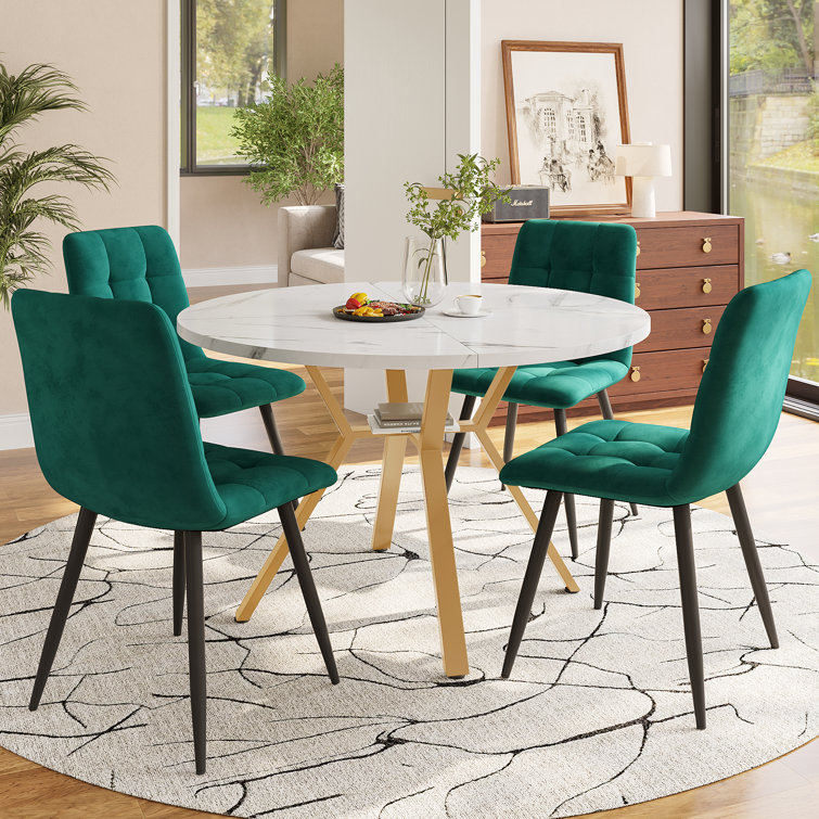 Fairmont Park Stylish 5-piece Dining Set – Table & Velvet Chairs ...